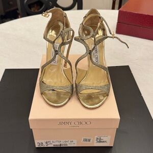 Jimmy Choo Lame Glitter Light Brown Heels